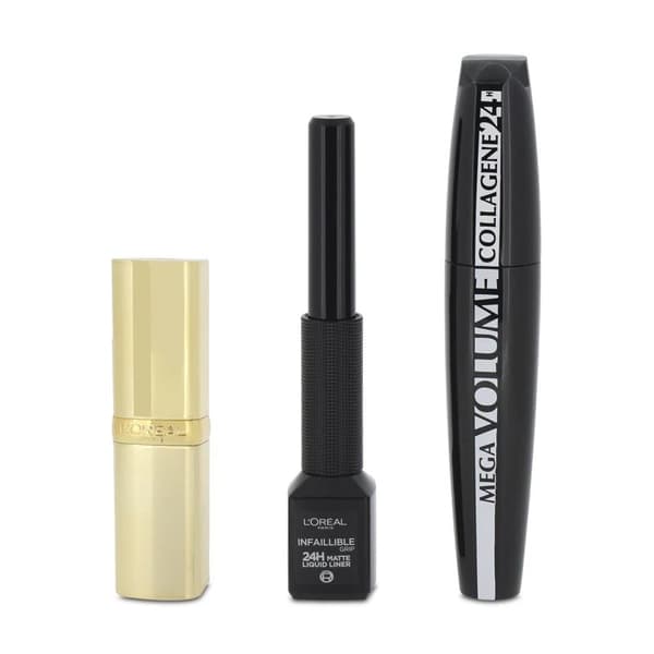 L’Oreal I Am Worth It Cosmetic Set with Eyeliner Mascara Lipstick