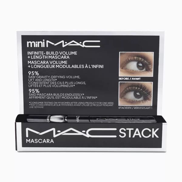 MAC Black Mac Stack Mascara 8ml & 24HR Kajal Black Eye Liner 8g Makeup Set
