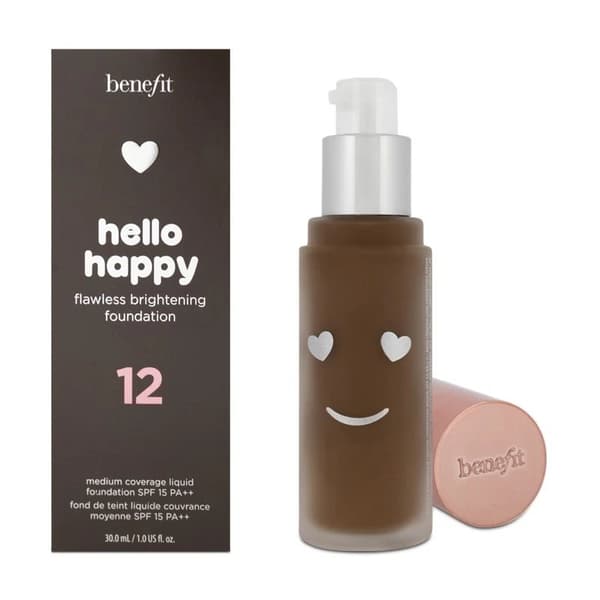 Benefit Hello Happy Flawless Brightening Foundation 12 Dark Satin 30ml -NEW