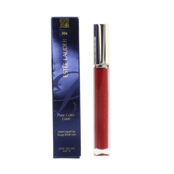 Estee Lauder Red Liquid Lipstick Pure Color Love Matte Lip 304 Revved Red-NEW