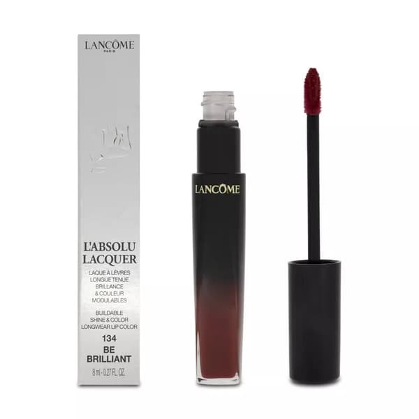 Lancome L’Absolu Lacquer 134 Be Brilliant Bright Red Lip Gloss Liquid Lipstick