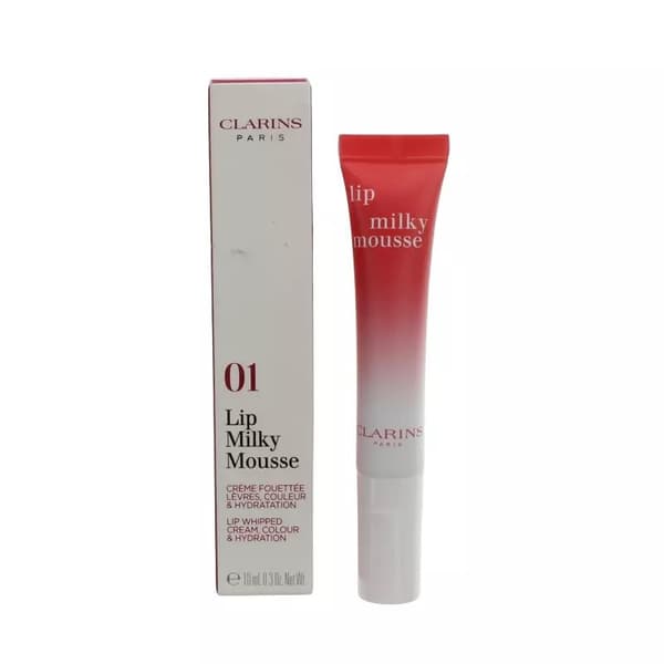 Clarins Red Lip Milky Mousse 01 Milky Strawberry Hydrating Satin Lipstick -