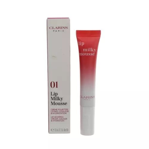Clarins Red Lip Milky Mousse 01 Milky Strawberry Hydrating Satin Lipstick -