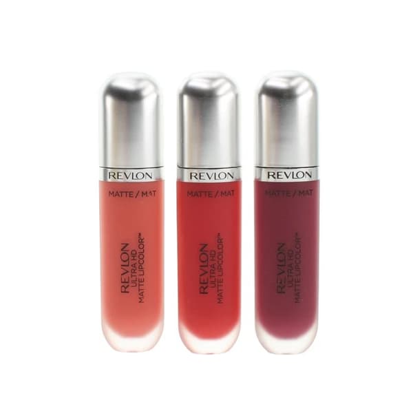 Revlon Lipstick Set Ultra HD Matte 3 x 5.5ml Flirty Lips Red Pink Purple -
