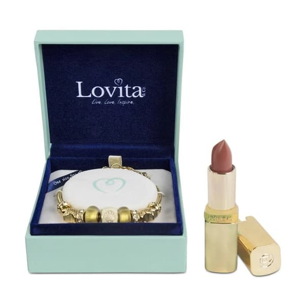Charm Bracelet & L’Oreal Nude Lipstick Gift Bag Christmas Stocking Filler