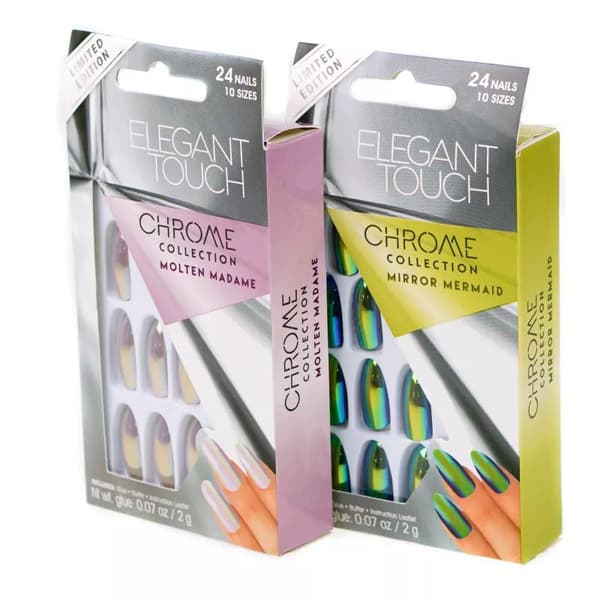 Elegant Touch Chrome Collection Mirror Mermaid Molten Madame False Nails