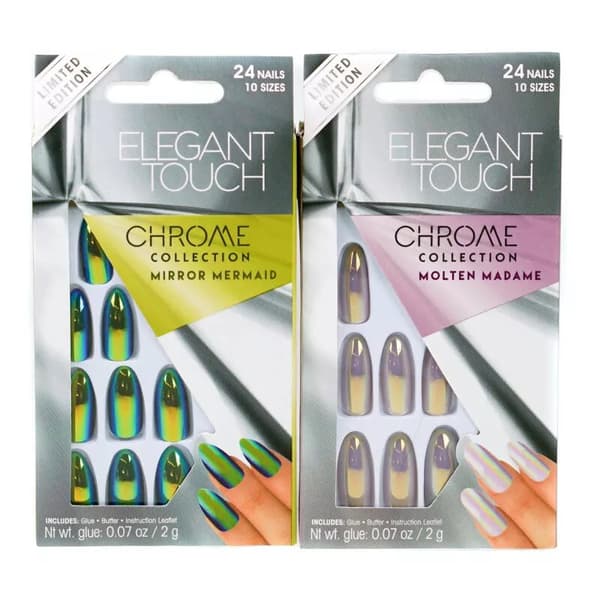 Elegant Touch Chrome Collection Mirror Mermaid Molten Madame False Nails