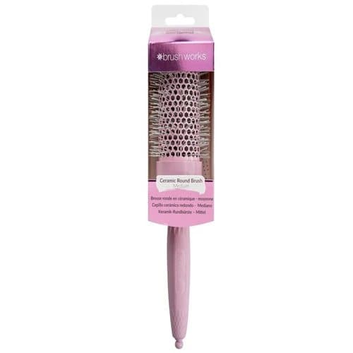 Brushworks Pink Hair Brush Ceramic Round Blowdry Hairbrush Medium - Pink