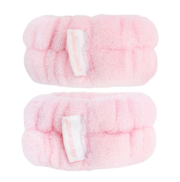Brushworks Wash Bands Microfibre Wristbands Face Wash Mess Free Cleaning - Pink