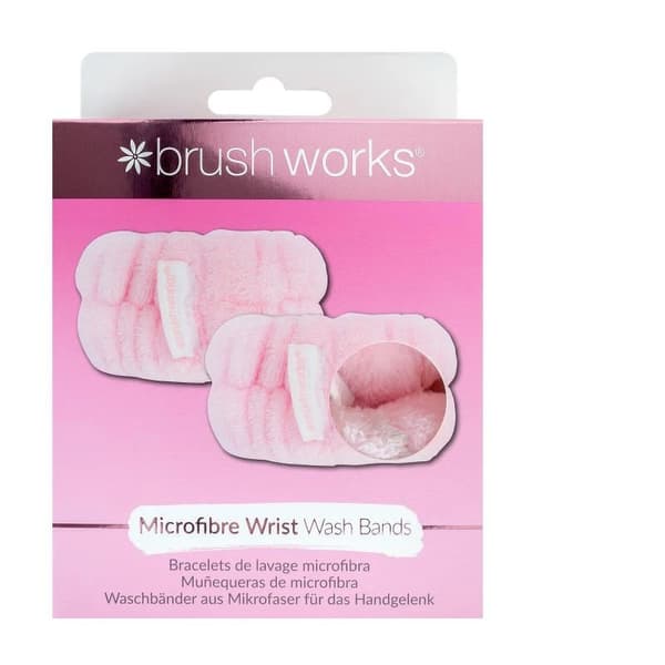 Brushworks Wash Bands Microfibre Wristbands Face Wash Mess Free Cleaning - Pink