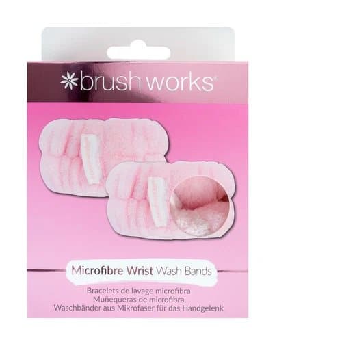 Brushworks Wash Bands Microfibre Wristbands Face Wash Mess Free Cleaning - Pink