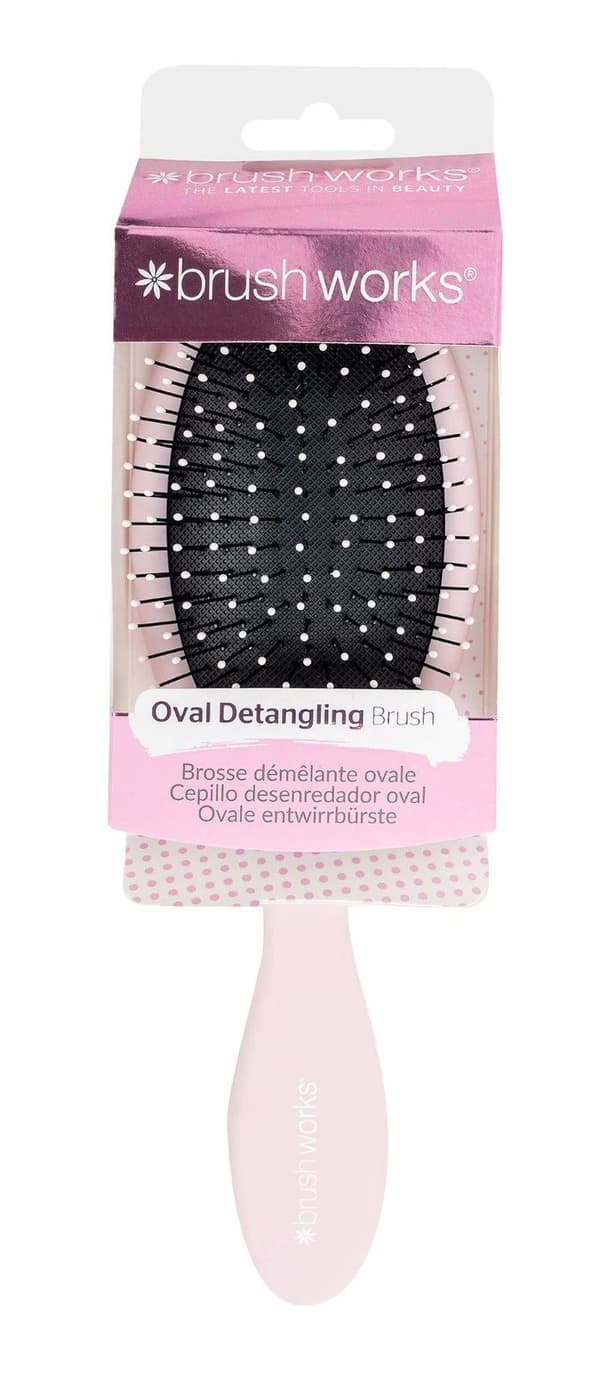 Brushworks Pink Hair Brush Professional Oval Detangling Hairbrush