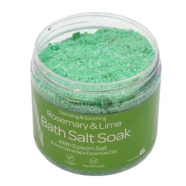 Bath Salts Rosemary Lime Vegan Bath Epsom Salt Aromatherapy Relaxing