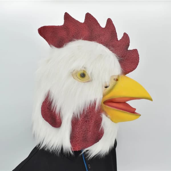 Hane Maske, Sjov Fluffy Design, Perfekt til Fester,hvid