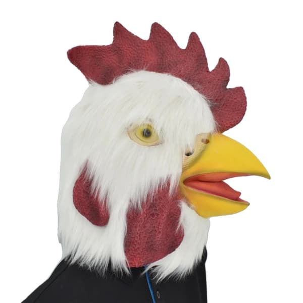Hane Maske, Sjov Fluffy Design, Perfekt til Fester,hvid
