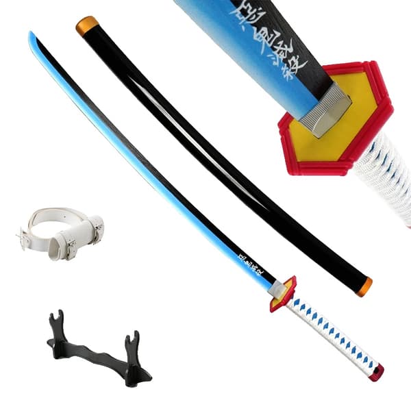 Anime Katana, 104 cm længde, letvægts bambusblad,Giyuu Blå