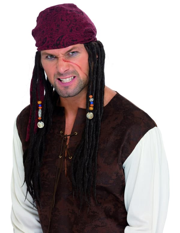 Piratperuk med dreadlocks.Size-One size