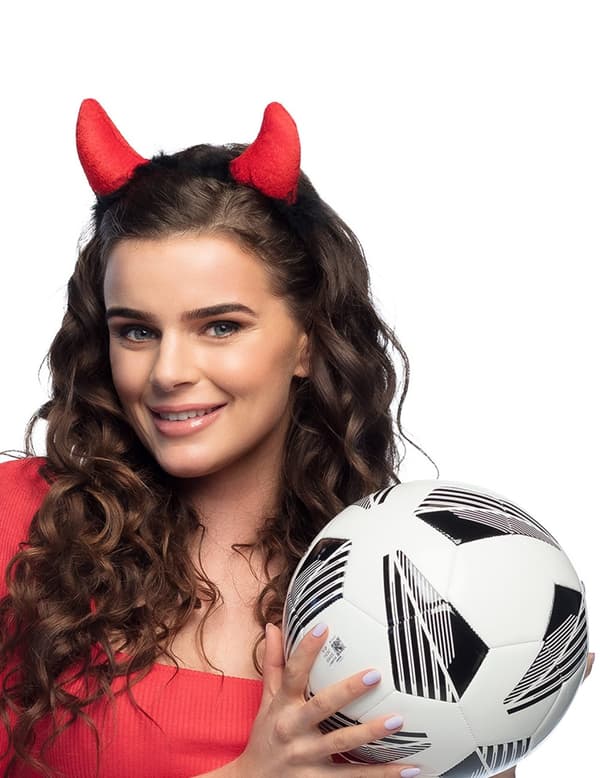 Røde djævlehorn med sort pels voksen Halloween.Size-One size
