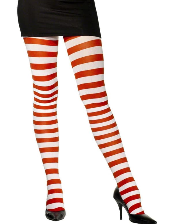Rød- og hvitstripete tights for kvinner.Size-One size