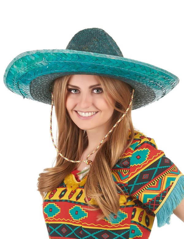 Grøn mexicansk sombrero til voksne.Size-One size