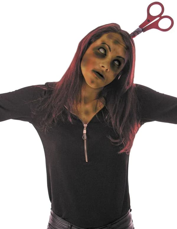 Halloween hårbånd med blodig saks for voksne.Size-One size
