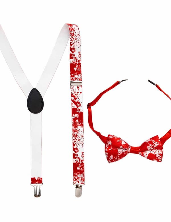 Halloween Voksen Bloody Suspenders og sløyfe.Size-One size