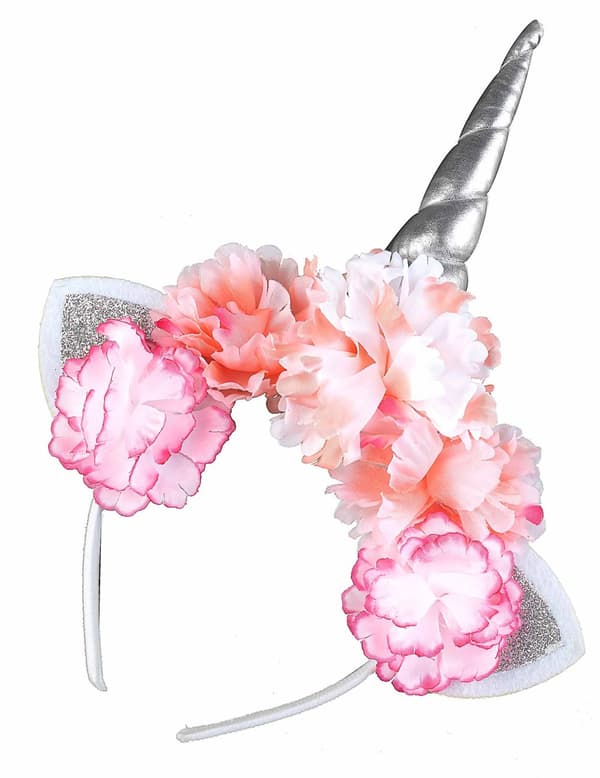 Blommigt och glittrigt enhörningsdiadem för vuxna.Size-One size