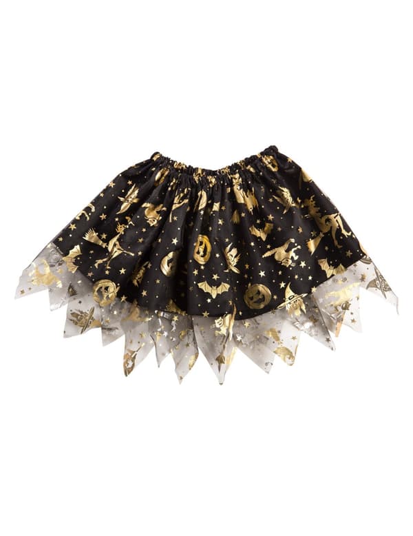 Jentes sort og gull halloween tutu.Size-TU (3 - 6 years)