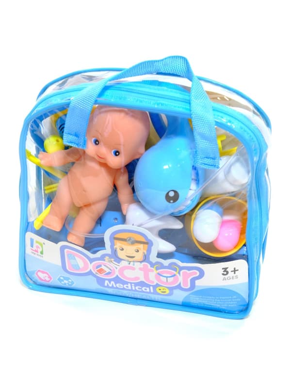Blått doktor-set med tillbehör 39 delar.Size-One size