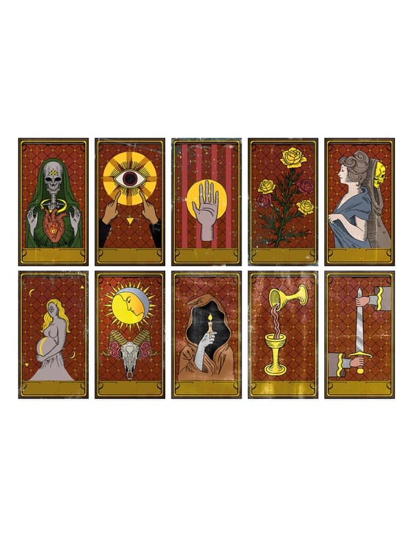 10 voodoo-kort 11 x 20 cm.Size-One size