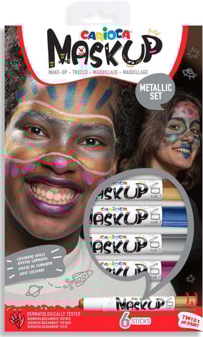 Ansiktsfärg Metallic 6-Pack Mask-Up (ansiktsmålning för maskerad och kalas)