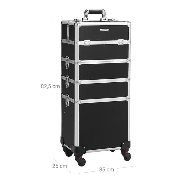 Rootz Cosmetic Trolley - Makeup Artist Trolley - Rolling Beauty Cart - Wheeled Beauty Organizer - Sminkväska med hjul - Makeup Organizer - MDF - Svart