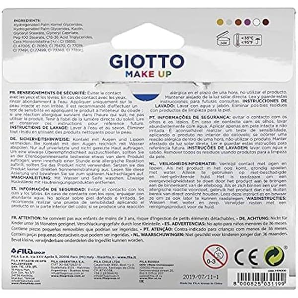 Kosmetiska pennor - GIOTTO - Set med 6 - Metalliska färger - Dermatologiskt testad - Lätt att ta bort