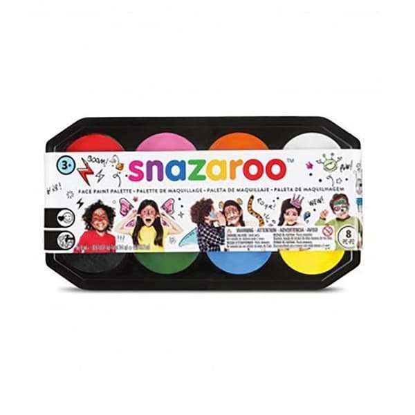 FÖRKLÄDNADSMÅLNING Snazaroo Ansiktsfärg Snazaroo PALETT 8 TABLETTER 18ML 400 ANSIKTEN 18ml. 1st