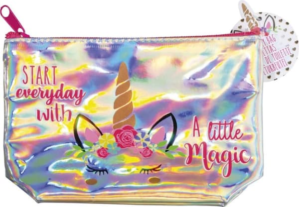 Unicorn Lasten hygienialaukkukotelo Meikkilaukku Holografinen yksisarvisella printillä 19,5x13cm