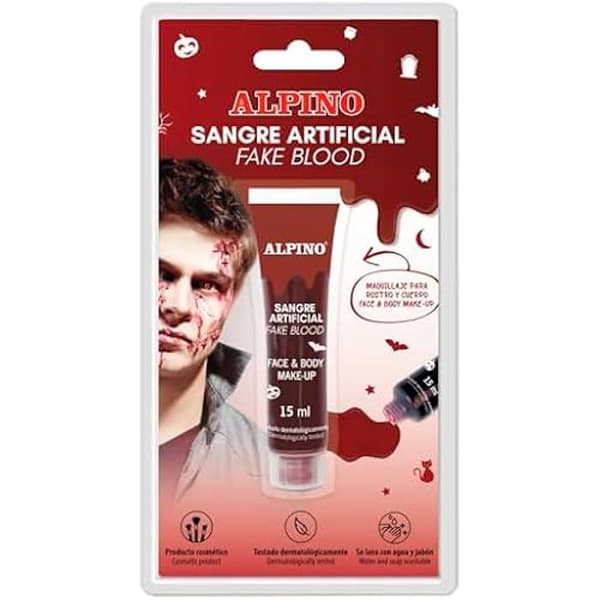 Faux blod - ALPINO - Tub 15ml - Halloween smink - Specialeffekter - Tvättbar