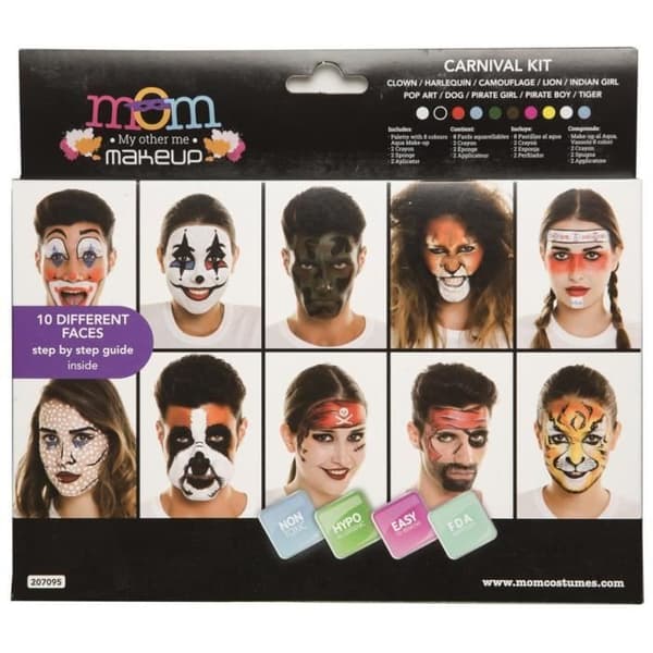 Makeup kit - Karneval - Deluxe - Palette 8 akvareller - 10 sminkningar - För vuxna