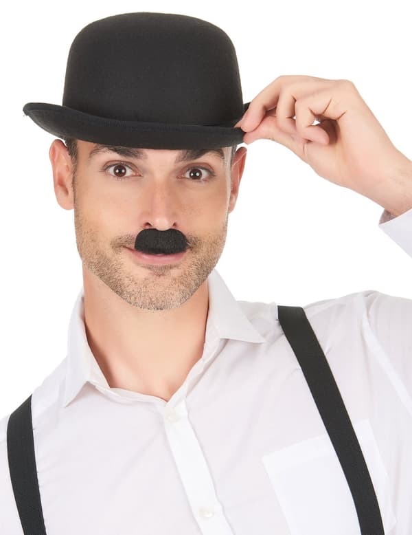 Mustat Charlie Chaplin- viikset aikuisille.Size-One size