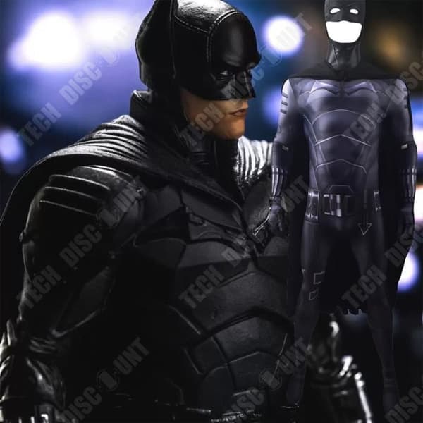 Batman Robert Pattinson Cosplaydräkt - TEKNISK RABATT - Storlek XL - Lycratyg - För vuxen