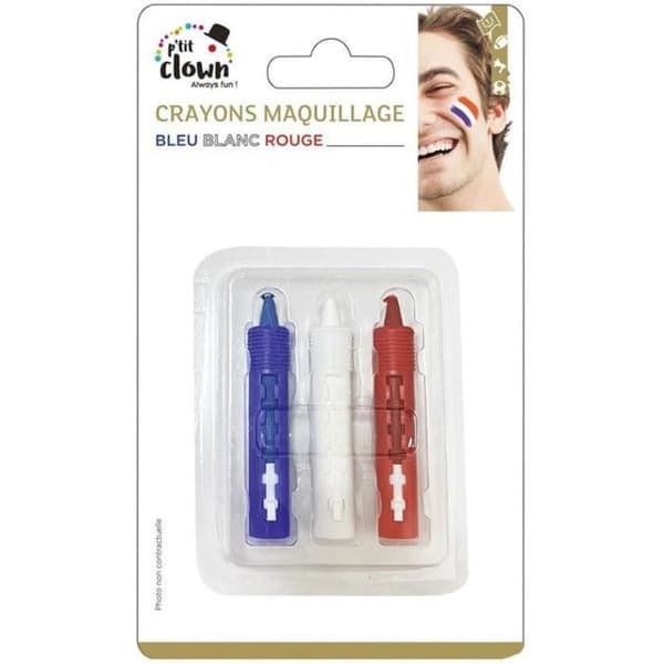 Vattenfärgpenna smink Frankrike trikolor x3 - PTIT CLOWN - REF/22386 - Blå - Unisex - 2 års garanti