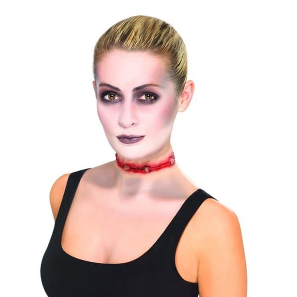 Blodig halsband Halloween vuxen skräck - Latexkostymtillbehör för att skrämma dina vänner - Röd