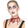 Miniatyrbild 1 av 2: Blodig halsband Halloween vuxen skräck - Latexkostymtillbehör för att skrämma dina vänner - Röd