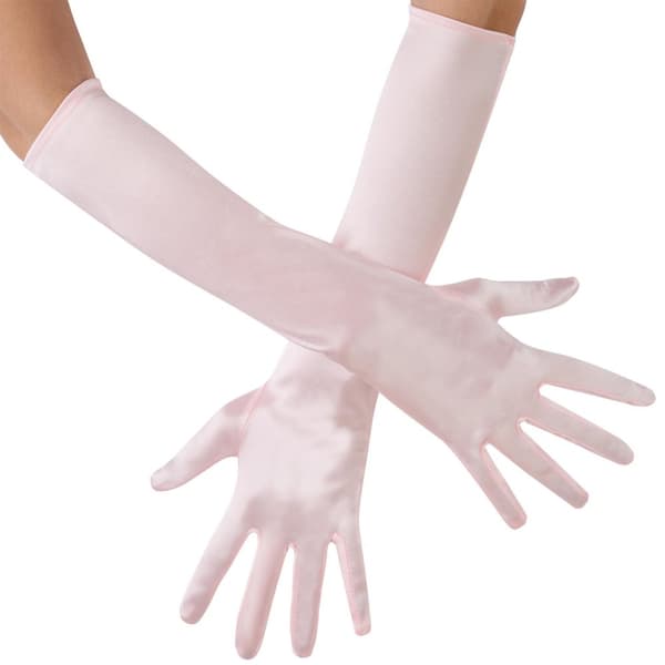 Lange satin-handsker - lyserød