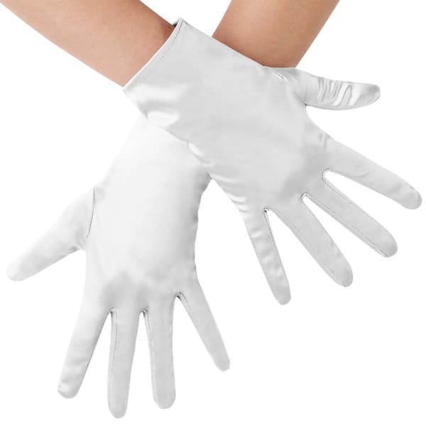 Satin-handsker - hvid