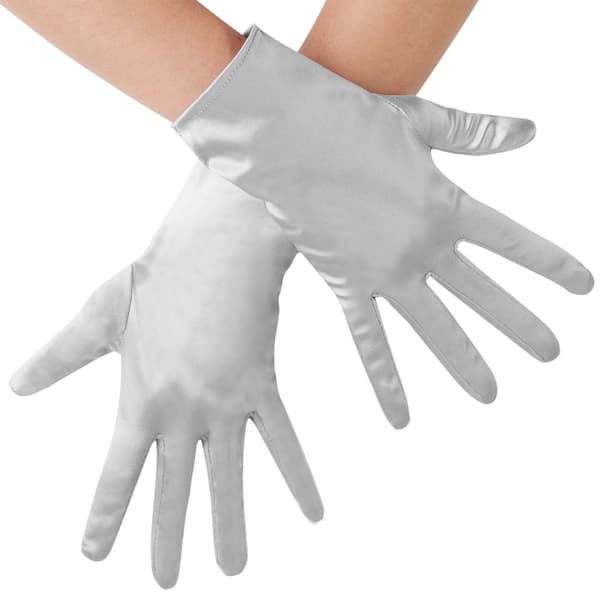 Satin-handsker - sølv