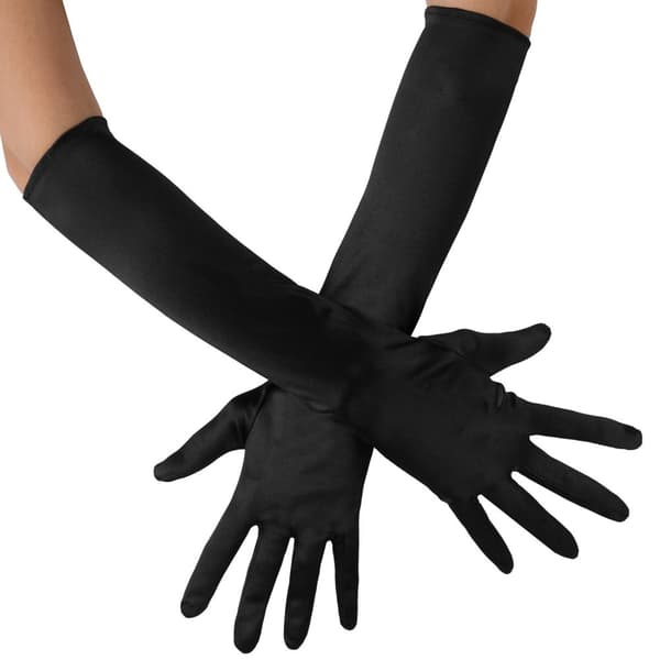 Lange satin-handsker - sort