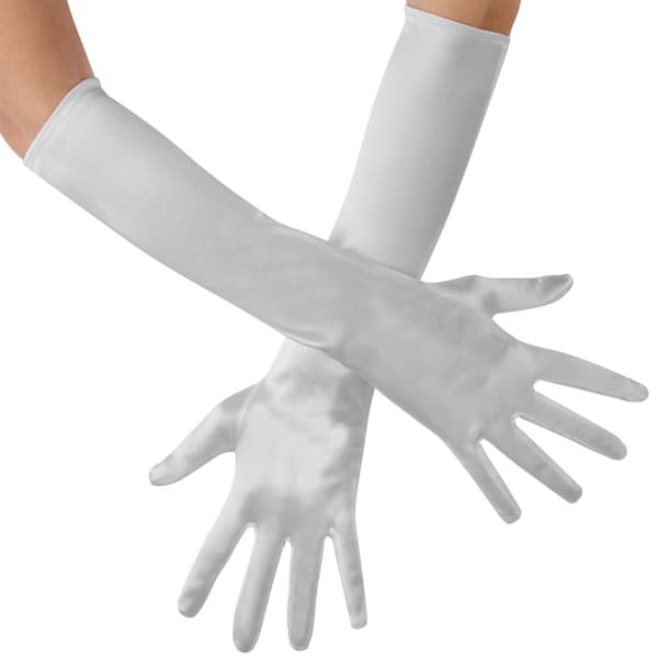 Långa satinhandskar - silver