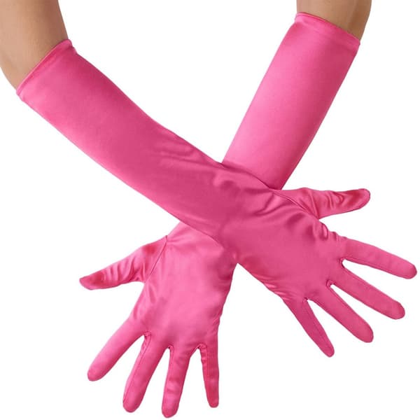 Långa satinhandskar - pink