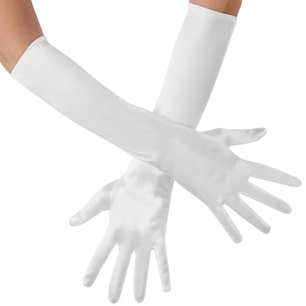 Långa satinhandskar - vit
