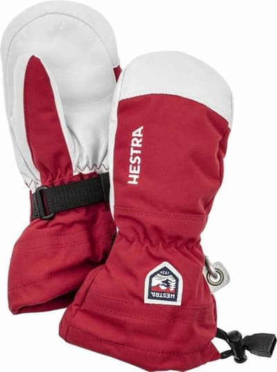 Handskar Hestra Army Leather Heli Ski Jr Mitt, Röd